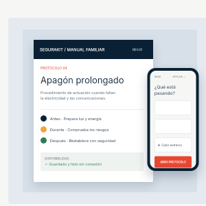 Manual SeguraKit completo con vista móvil de protocolos familiares